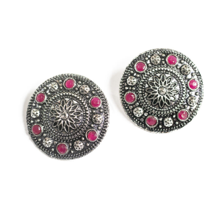 BIBBO Red Disc Stud Earrings, GS E56