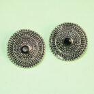 BIBBO GS Black Disc Stud Earrings, E57