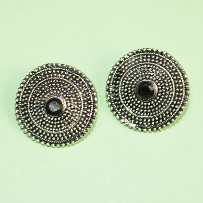 BIBBO GS Black Disc Stud Earrings, E57
