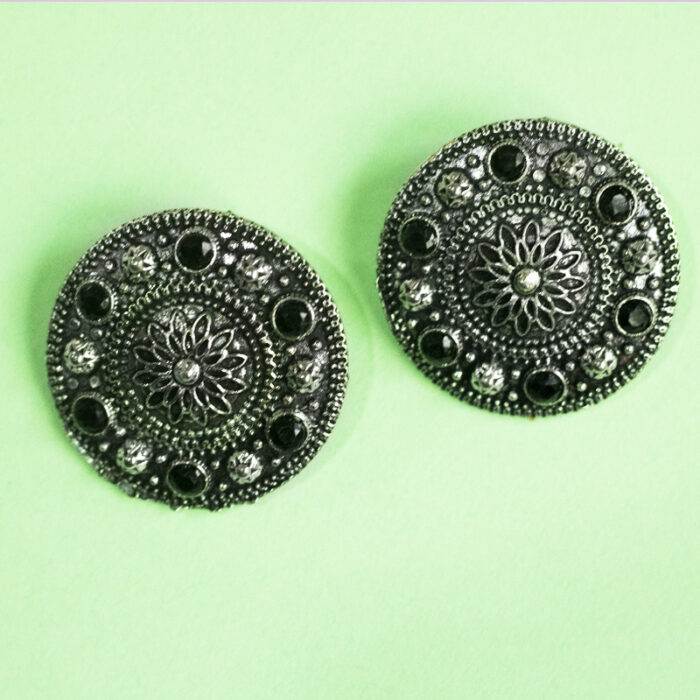 BIBBO Black Disc Stud Earrings, GS E58