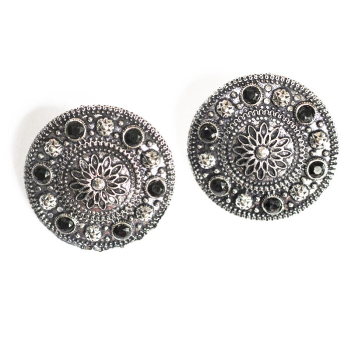 BIBBO GS Black Disc Stud Earrings, E58