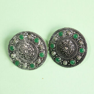 BIBBO Green Disc Stud Earrings, GS E59