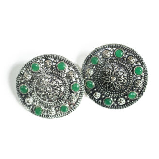 BIBBO GS Green Disc Stud Earrings, E59