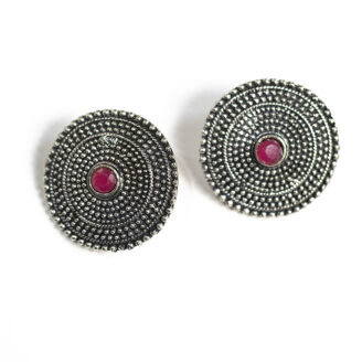 BIBBO GS Red Disc Stud Earrings, E60