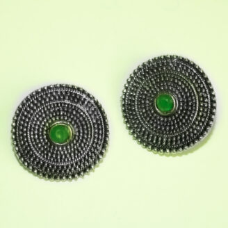 BIBBO Green Disc Stud Earrings, GS E61