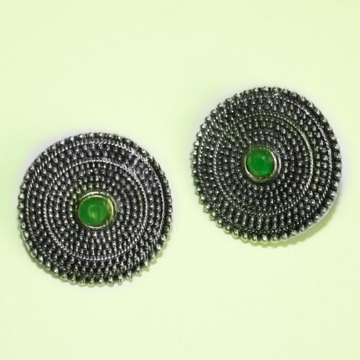 BIBBO Green Disc Stud Earrings, GS E61
