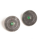 BIBBO GS Green Disc Stud Earrings, E61