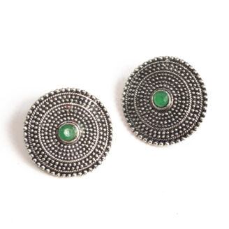 BIBBO GS Green Disc Stud Earrings, E61