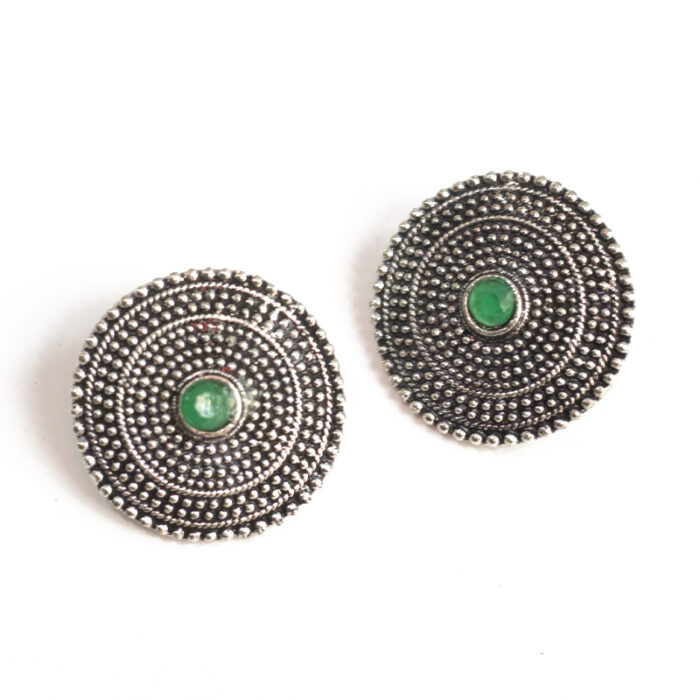 BIBBO GS Green Disc Stud Earrings, E61