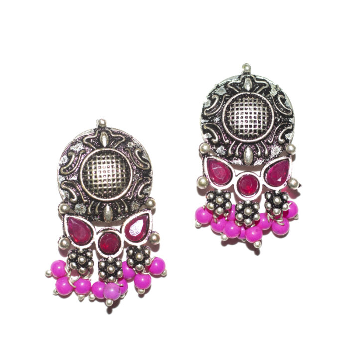 BIBBO GS Pink & Red Ethnic Earrings, E66