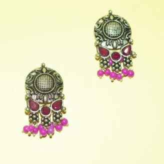 BIBBO Pink & Red Ethnic Earrings, GS E66