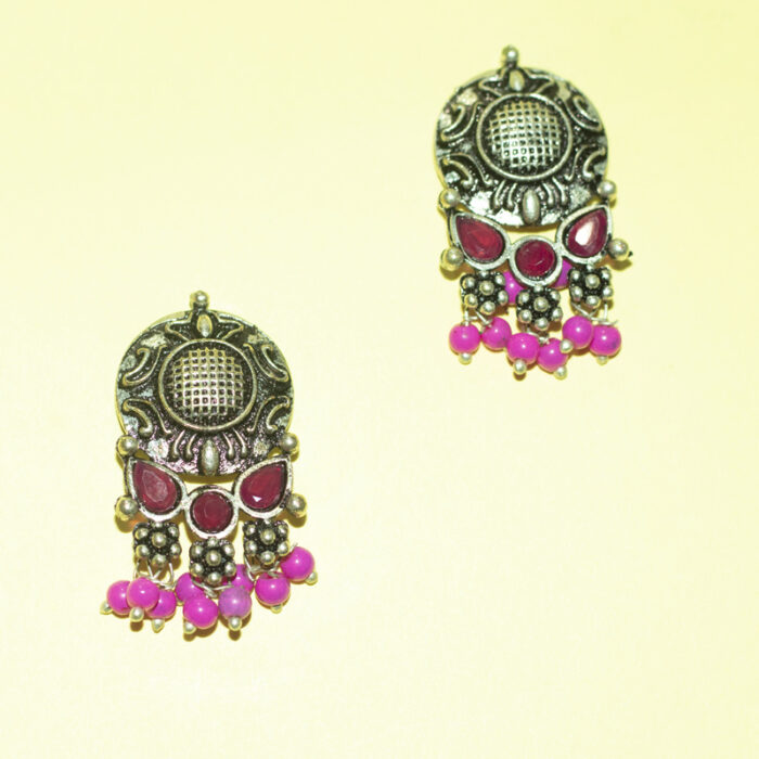 BIBBO Pink & Red Ethnic Earrings, GS E66